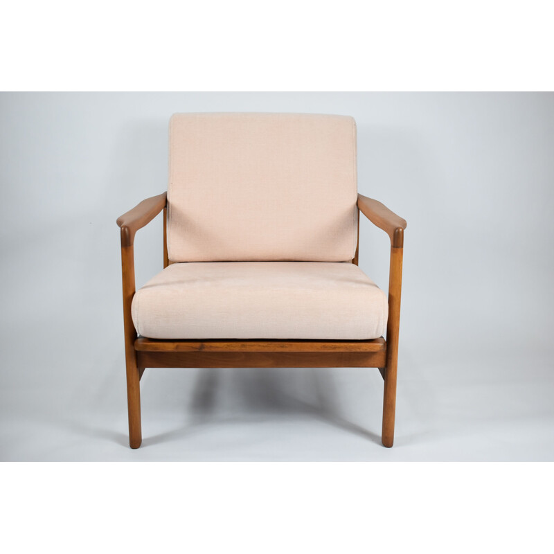 Sillón vintage rosa empolvado de Z.Baczyk, escandinavo 1960