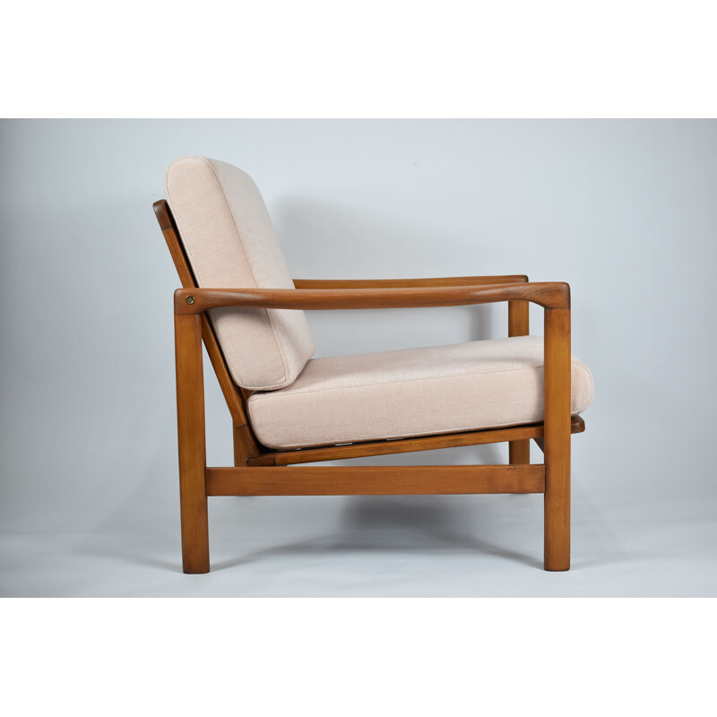 Vintage powder pink armchair by Z.Baczyk, Scandinavian 1960