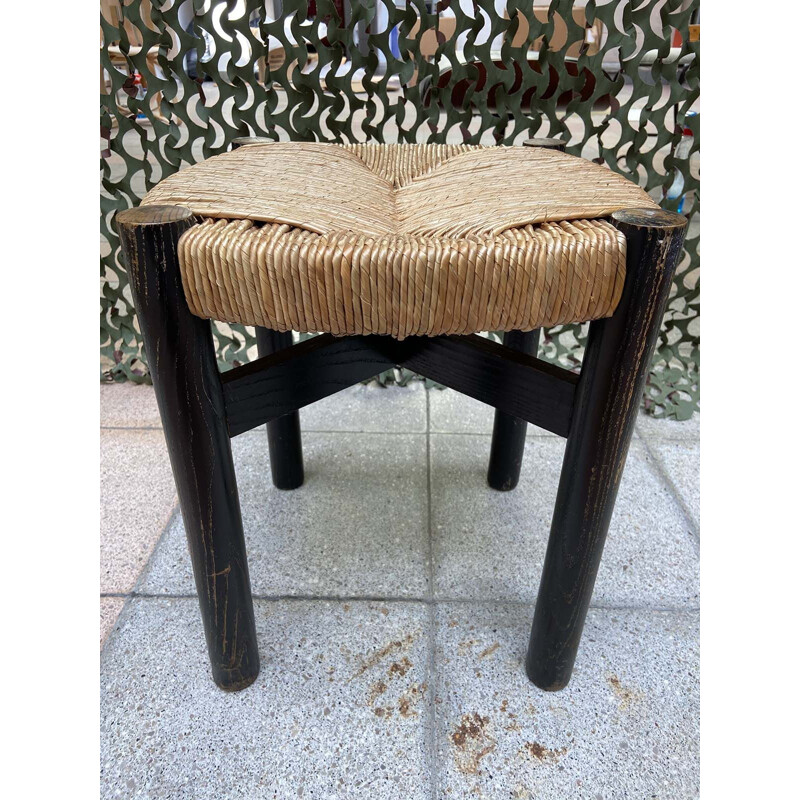Vintage black meribel stool Charlotte Perriand 1948
