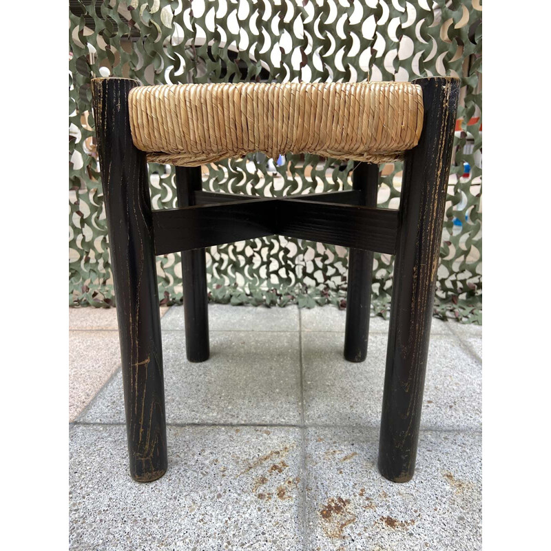 Vintage black meribel stool Charlotte Perriand 1948