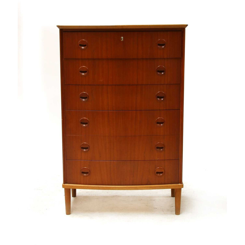 Vintage teak modern 6-drawer chest of drawers by Kai Kristiansen, Danish