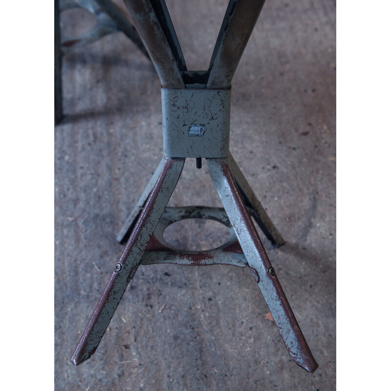 Pair of vintage metal and molded fiber stools 1950's