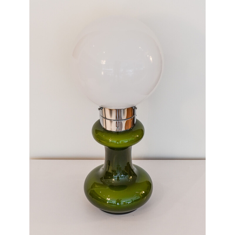 Vintage Mezzo Birillo olive green lamp by Carlo Nason for Mazzega