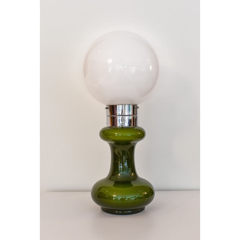 Lampe vintage Mezzo Birillo vert olive de Carlo Nason pour Mazzega