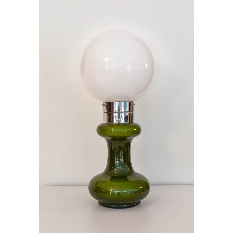 Vintage Mezzo Birillo olive green lamp by Carlo Nason for Mazzega