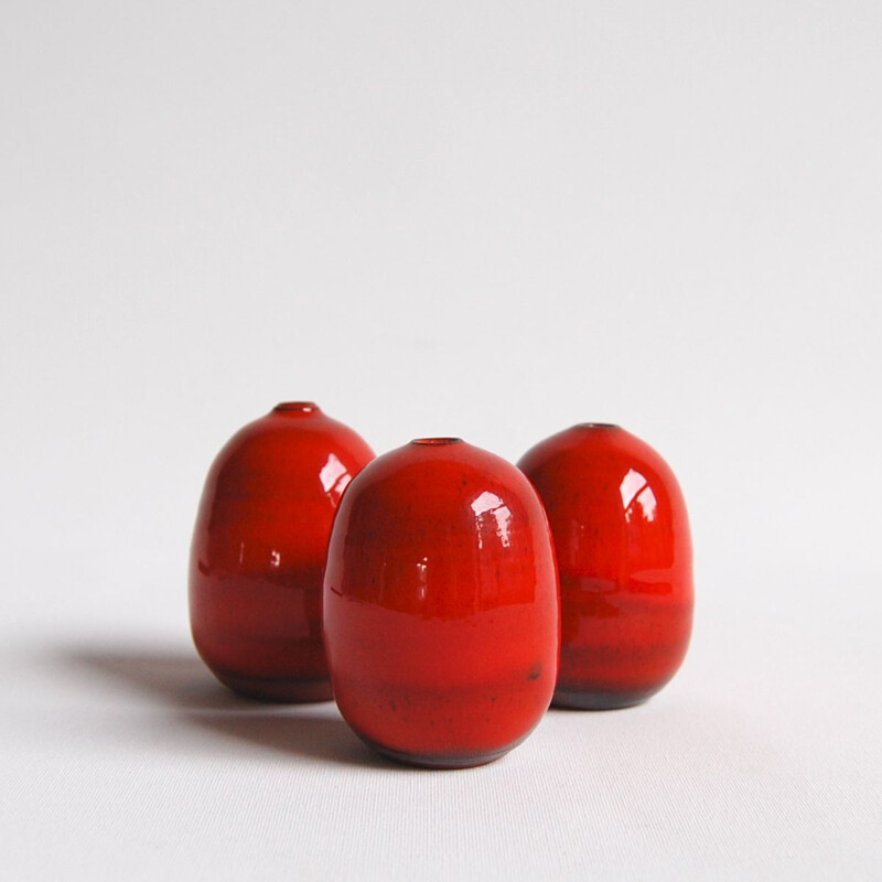 Trio de céramiques vintage rouges Antonio Lampecco