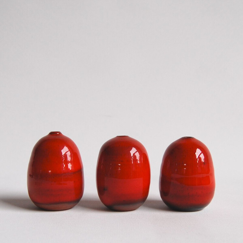 Trio de céramiques vintage rouges Antonio Lampecco
