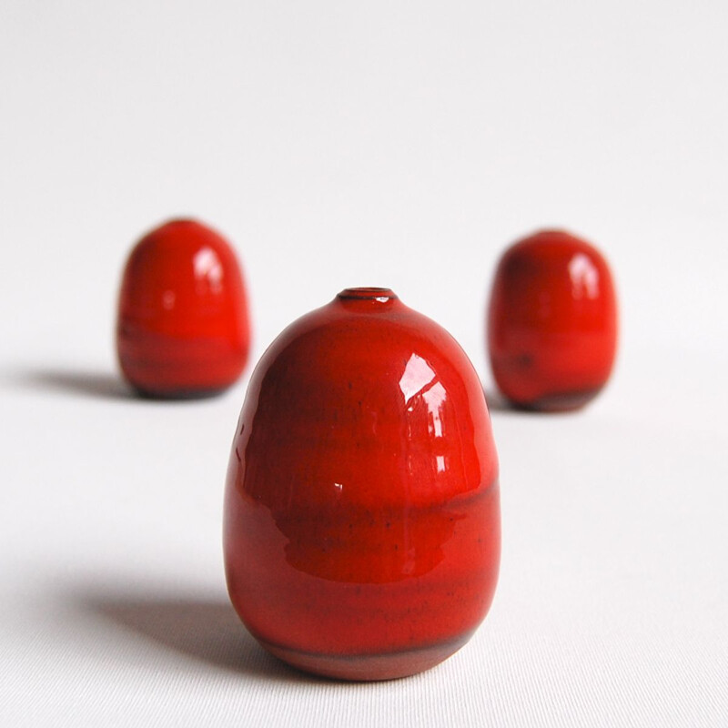 Trio of red vintage ceramics Antonio Lampecco