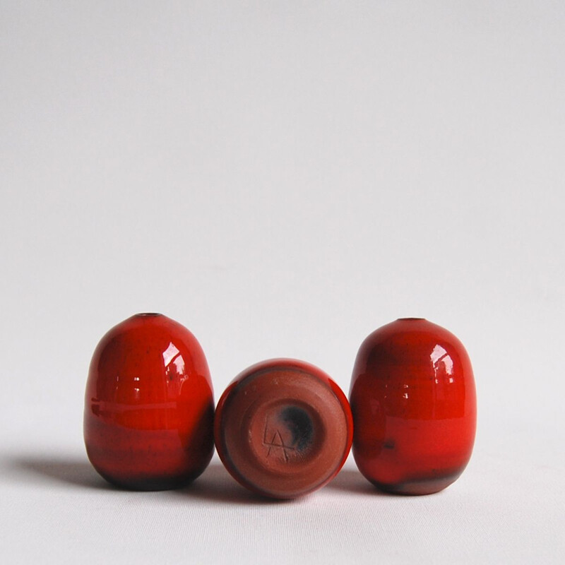 Trio of red vintage ceramics Antonio Lampecco