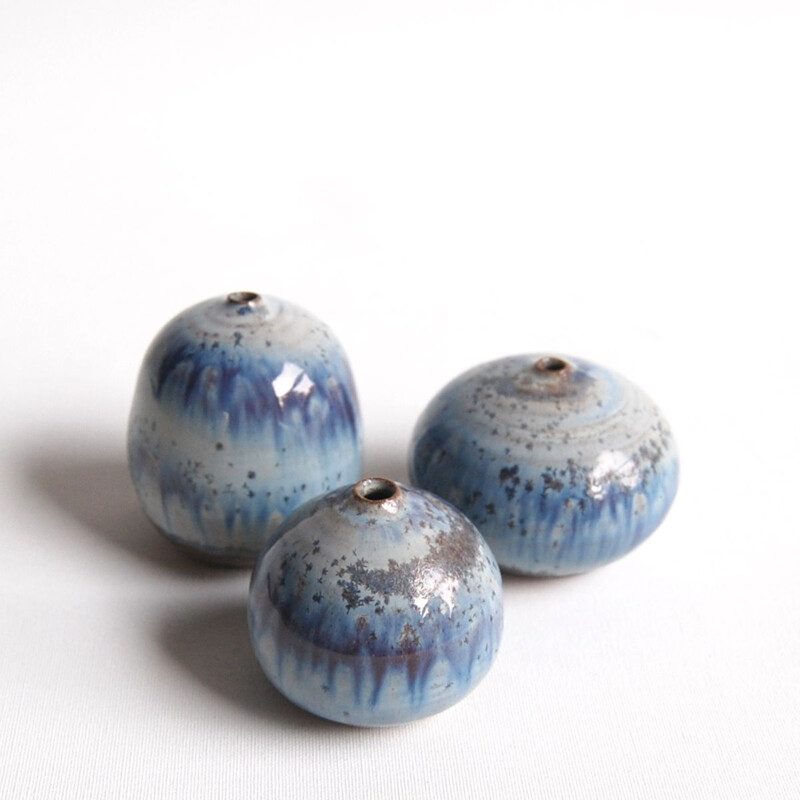 Trio of vintage blue ceramics Antonio Lampecco