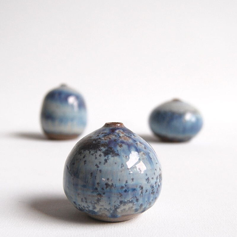 Trio of vintage blue ceramics Antonio Lampecco