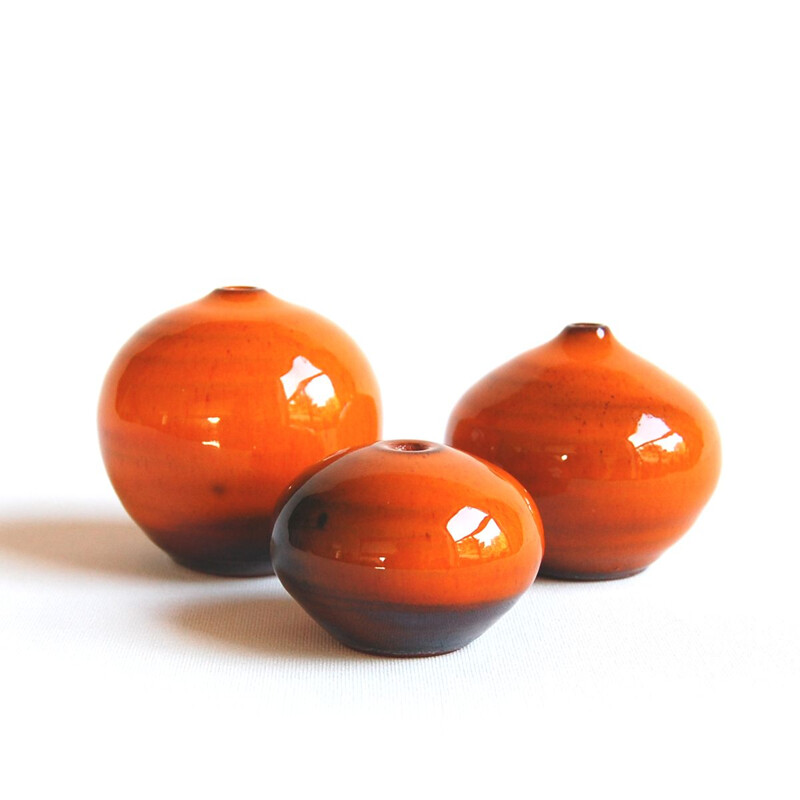 Vintage orange ceramic trio Antonio Lampecco