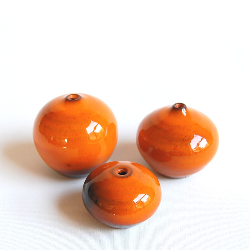 Vintage orange ceramic trio Antonio Lampecco