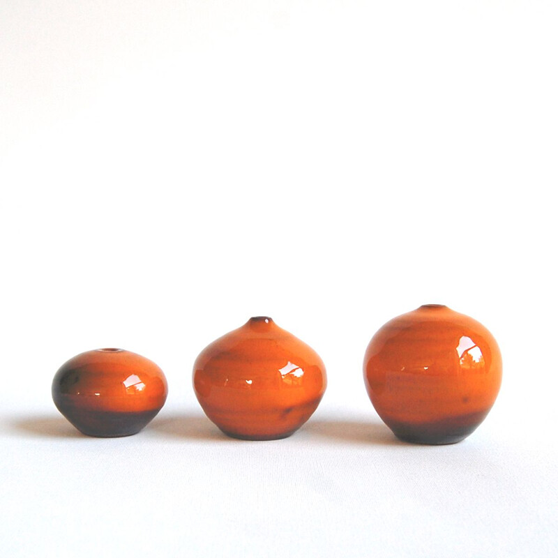 Vintage orange ceramic trio Antonio Lampecco