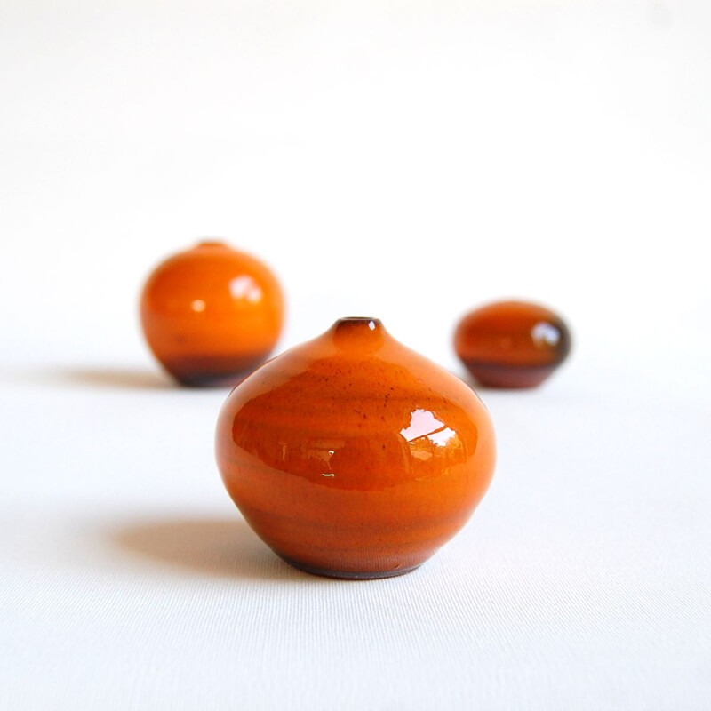 Trio de céramiques vintage oranges Antonio Lampecco
