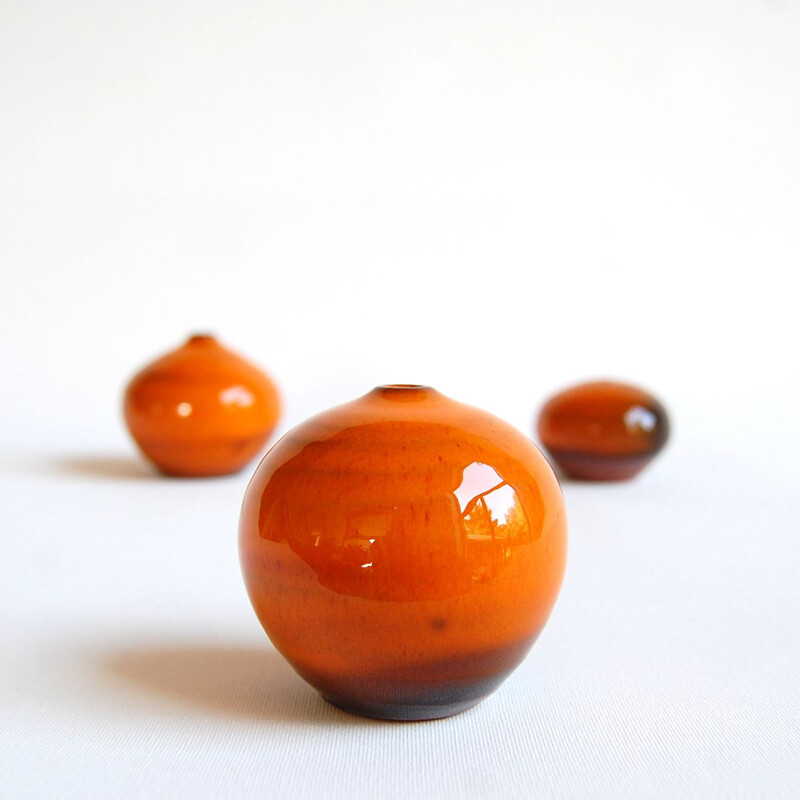 Trio de céramiques vintage oranges Antonio Lampecco