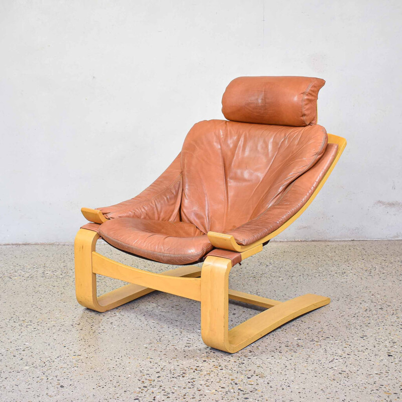 Vintage Kroken leather armchair by Ake Fribytter