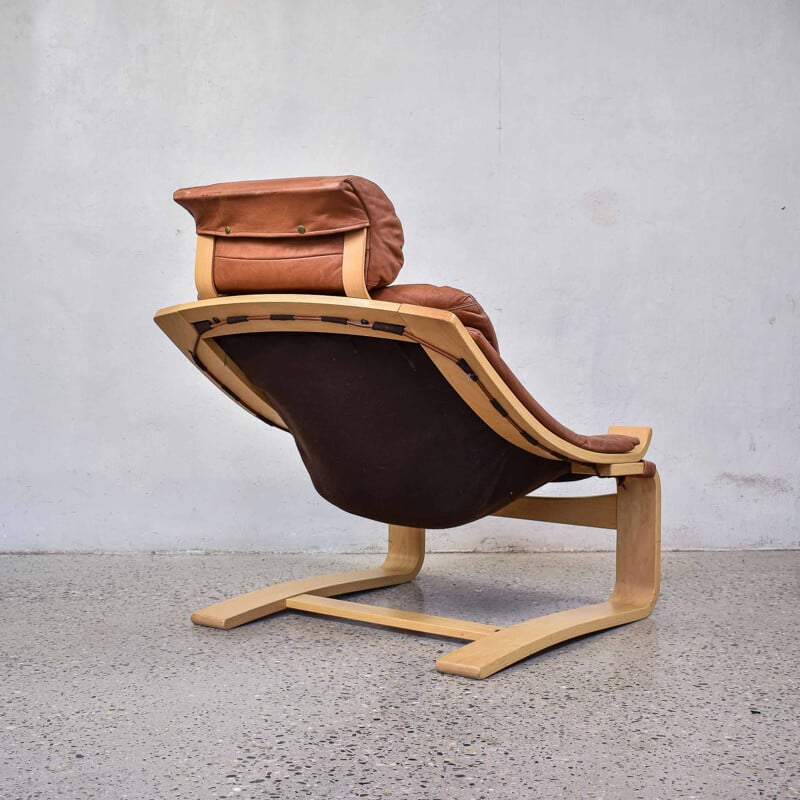 Vintage Kroken leather armchair by Ake Fribytter