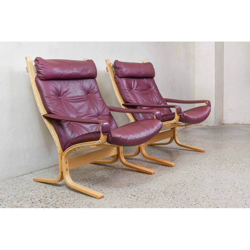 Paire de chaises de sieste vintage Burgundy par Ingmar Relling pour Westnofa 