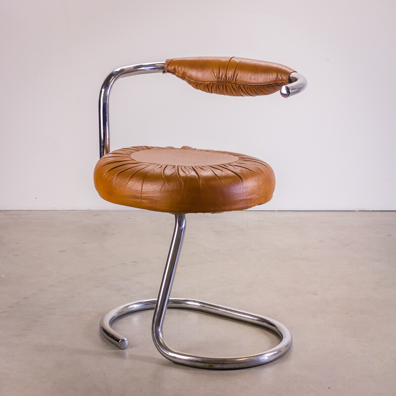 Set of 6 Stoppino "Cobra" chairs in leatherette and chromium, Giotto STOPPINO - 1970s