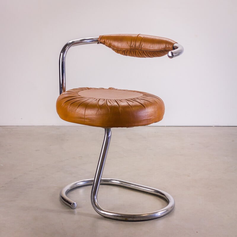 Set of 6 Stoppino "Cobra" chairs in leatherette and chromium, Giotto STOPPINO - 1970s