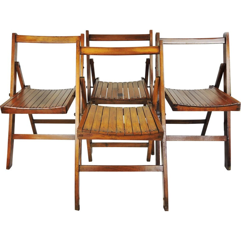 Set of 4 vintage George VI Folding Campaign Chairs Used By British Military 