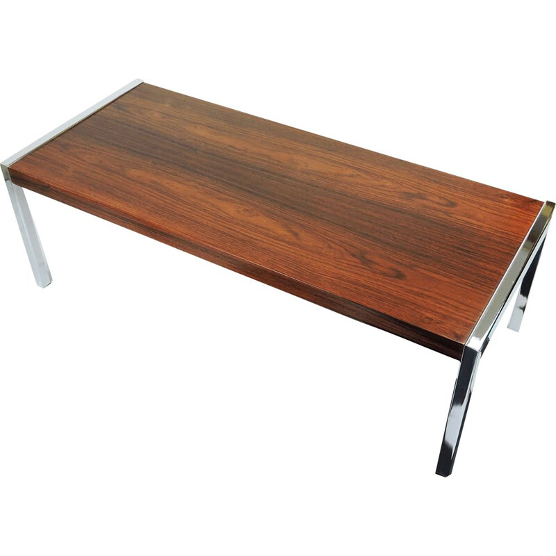 Vintage  Coffee Table Rosewood and Chrome by Richard Young for Merrow Associates, 1970s