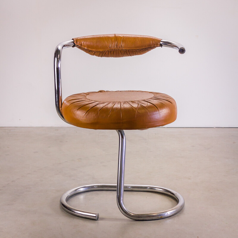 Set of 6 Stoppino "Cobra" chairs in leatherette and chromium, Giotto STOPPINO - 1970s