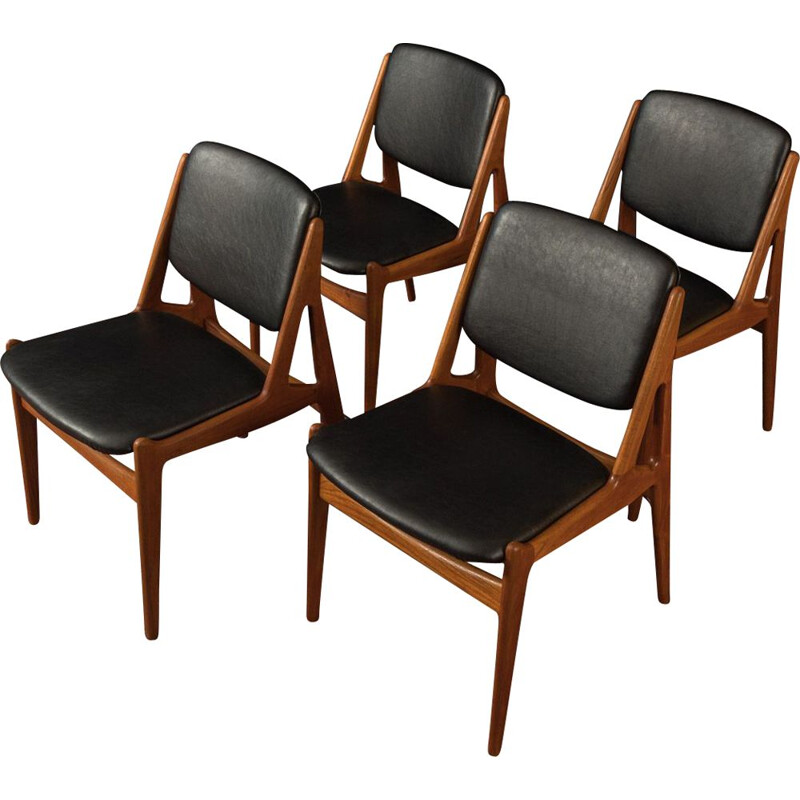 Set of 4 Vintage dining chairs by Arne Vodder for Vamo, model Ella in solid teak 1960s