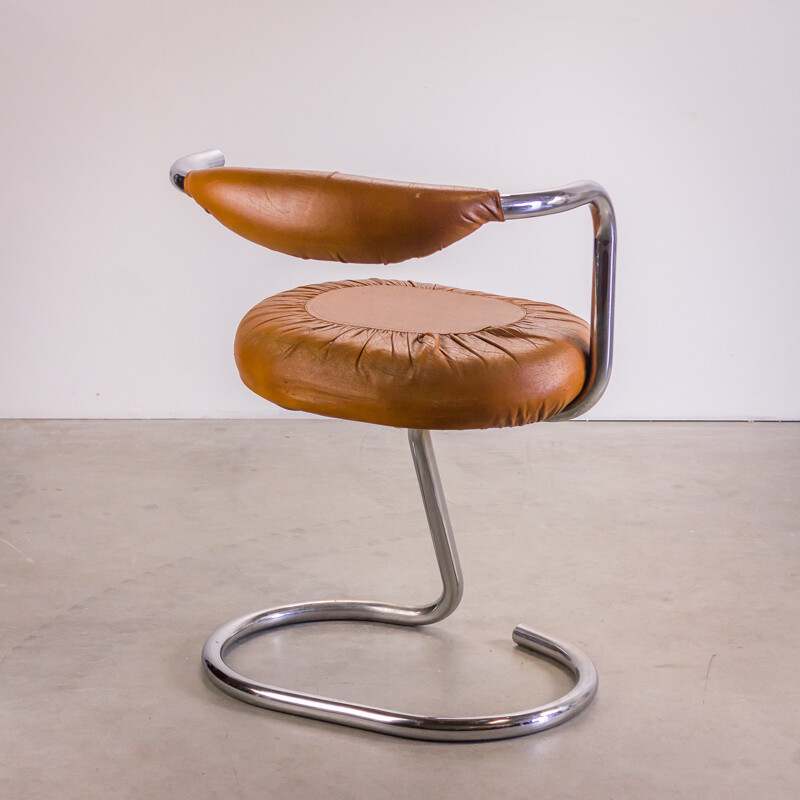 Set of 6 Stoppino "Cobra" chairs in leatherette and chromium, Giotto STOPPINO - 1970s
