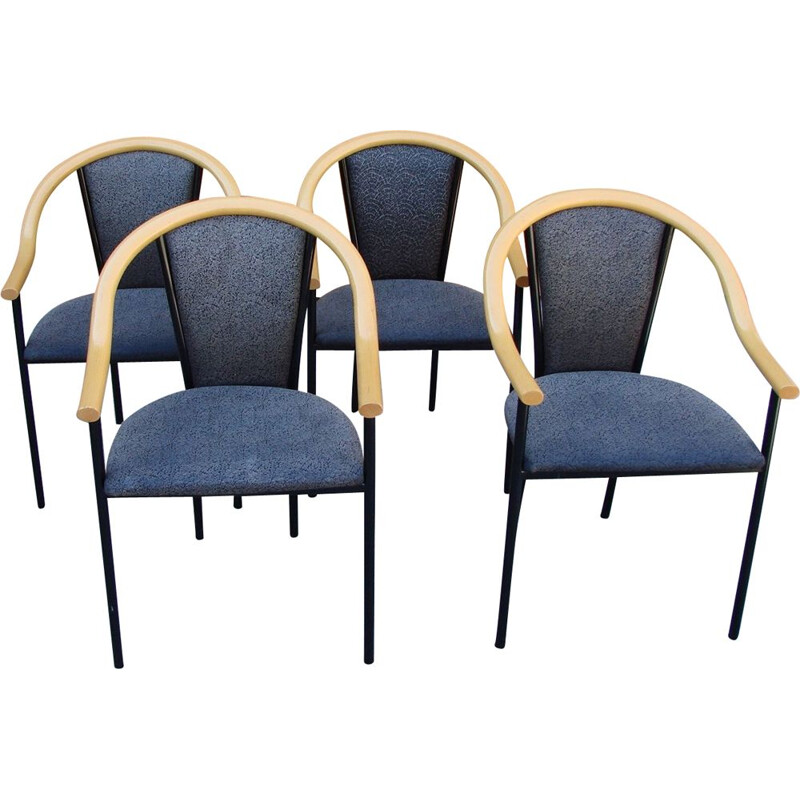 Set van 4 vintage metalen stoelen 1970