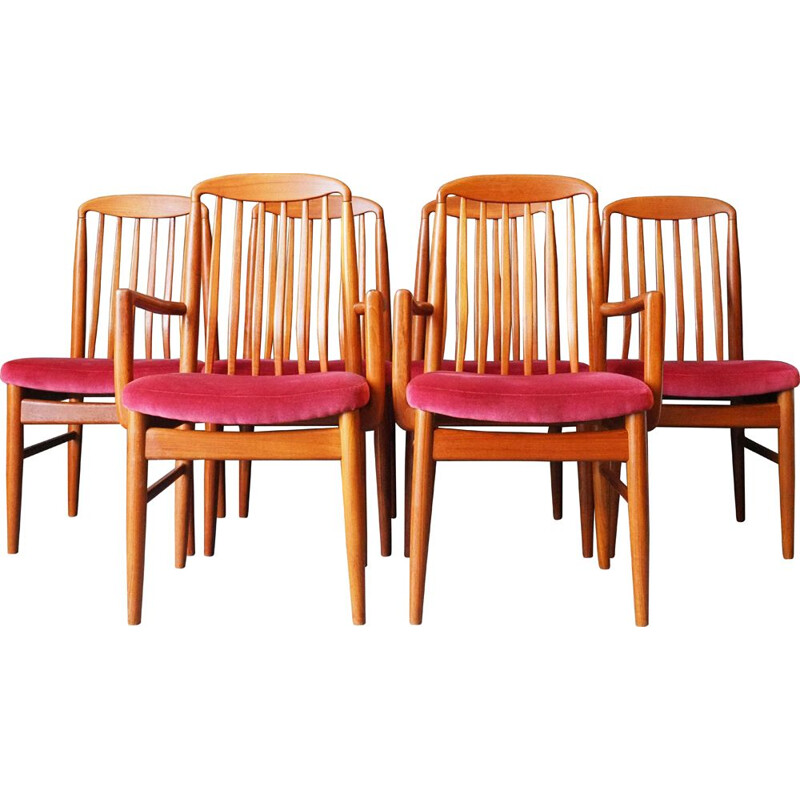 Conjunto de 6 cadeiras de teca vintage Preben-Schou Dinamarquês