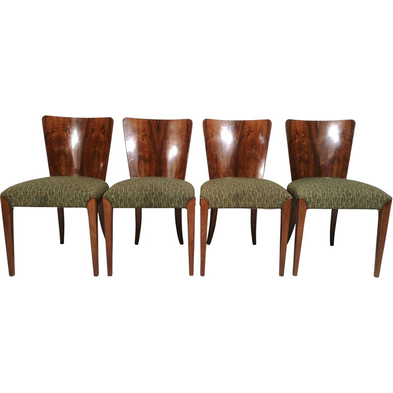 Set of 4 vintage Dining Chairs by Jindřich Halabala,  Art Deco 1940s