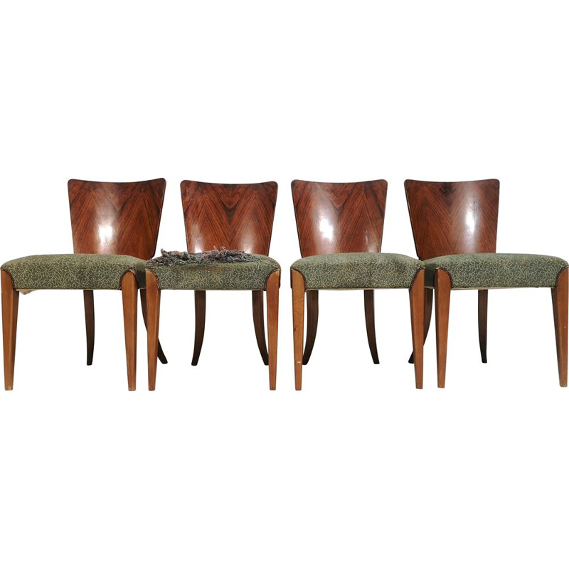 Set of 4 vintage Dining Chairs by Jindřich Halabala, Art Deco 1940s