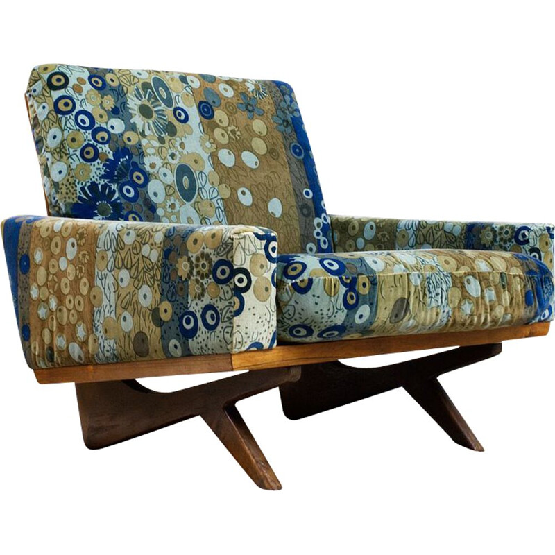Vintage lounge chair in rosewood and floral fabric, Georg Thams 1960s