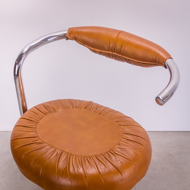 Ensemble de six chaises "Cobra" Stoppino en simili-cuir et métal chromé, Giotto STOPPINO - 1970