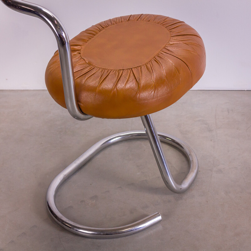 Set of 6 Stoppino "Cobra" chairs in leatherette and chromium, Giotto STOPPINO - 1970s