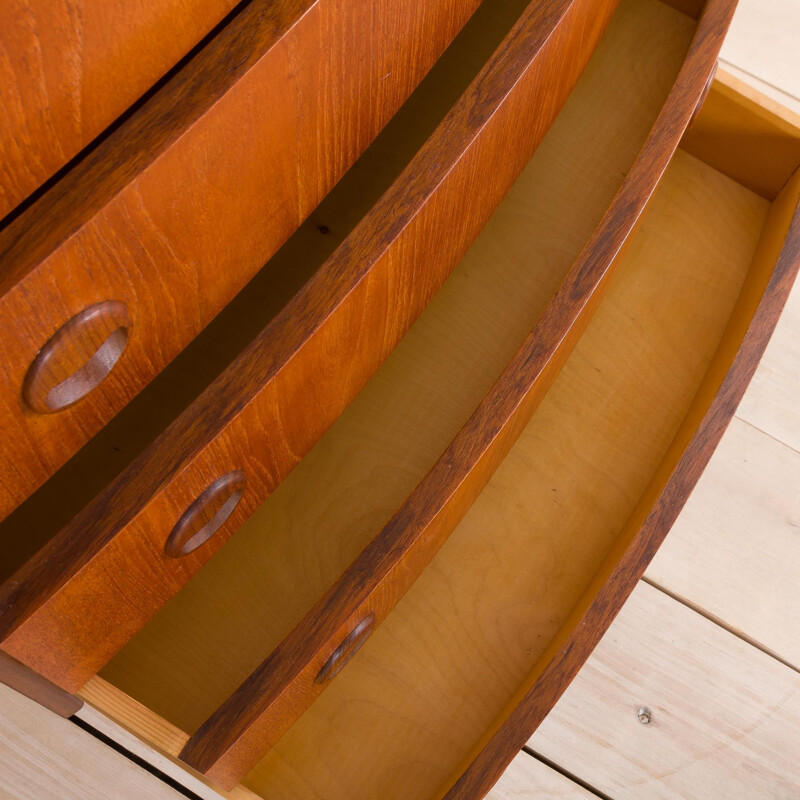 Vintage Teak dresser chest of drawers with curved front by Kai Kristiansen, Denmark, 1960s