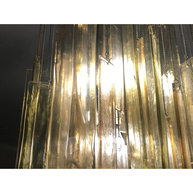 Light vintage Brown Murano Glass Cascading Chandelier 1970