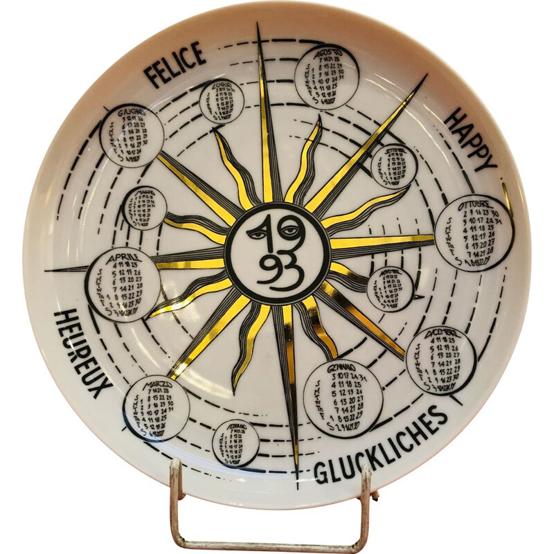 Vintage Calendar Plate in Porcelain Fornasetti 1993