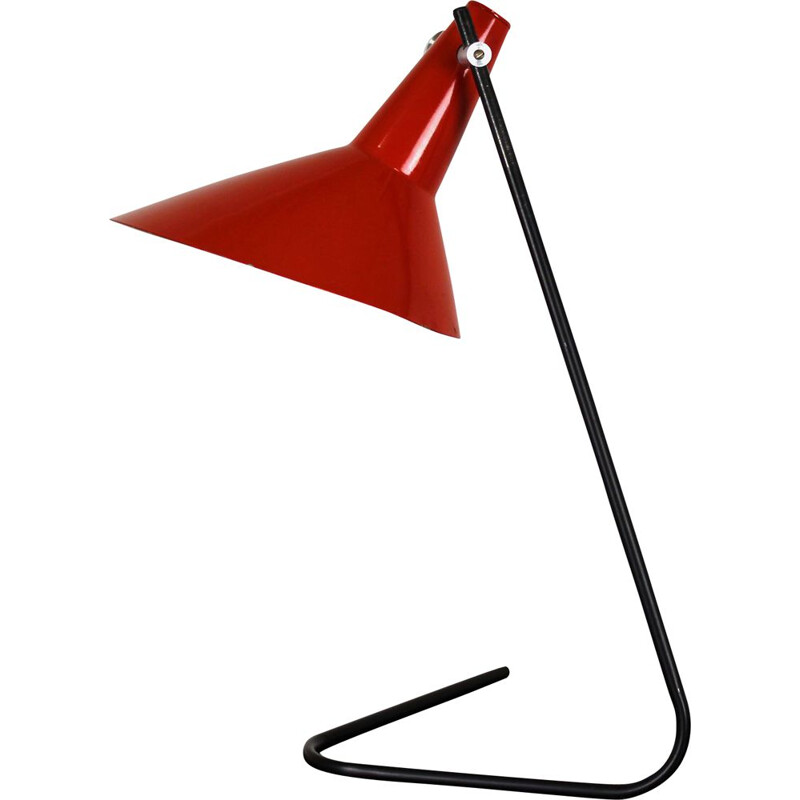 Vintage Black & Red Asymmetrical Table Lamp by Josef Hurka for Napako, 1960s