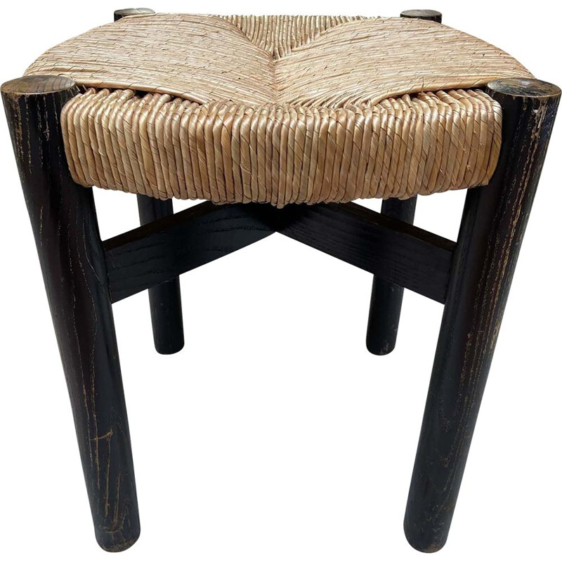 Vintage black meribel stool Charlotte Perriand 1948