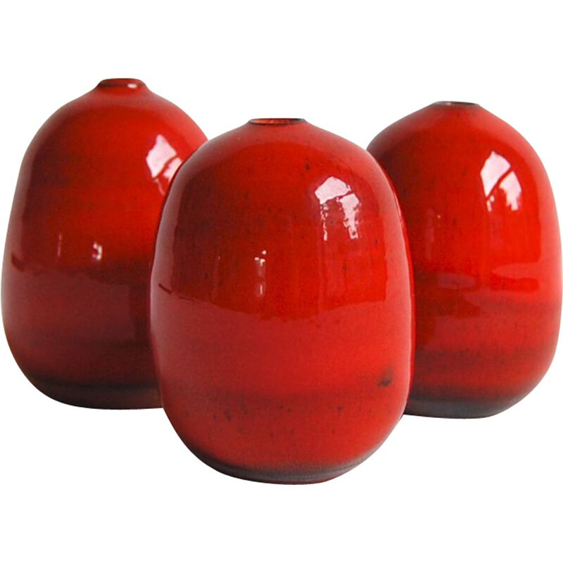 Trio of red vintage ceramics Antonio Lampecco