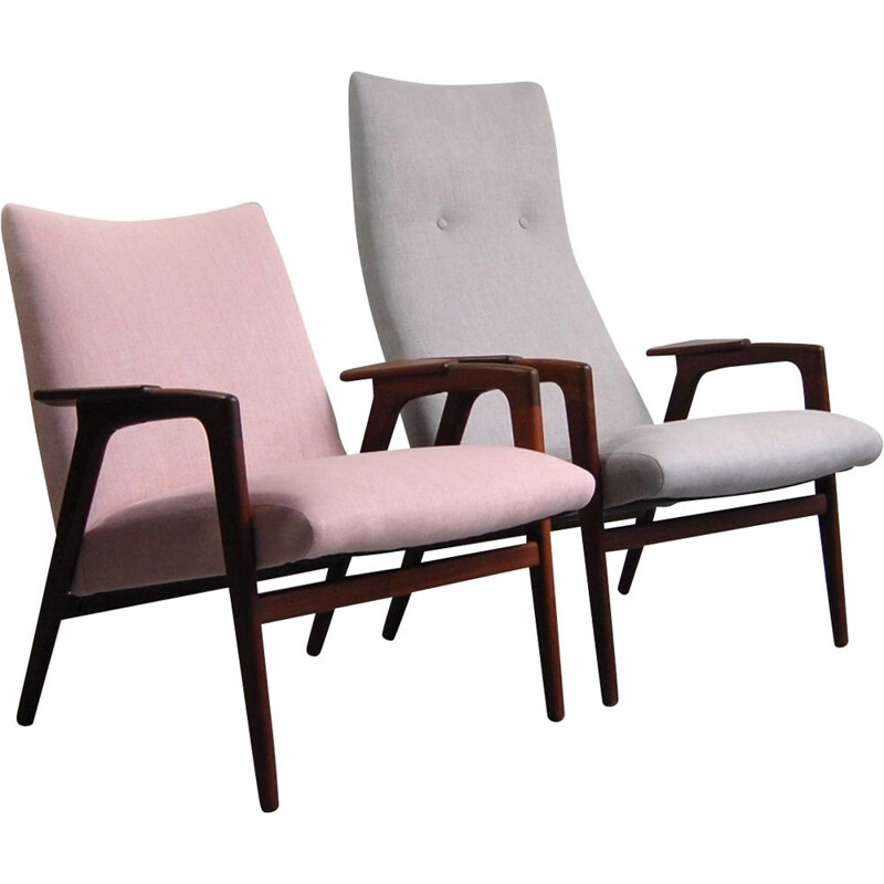 Pair of armchairs and footrest vintage Pastoe 1958