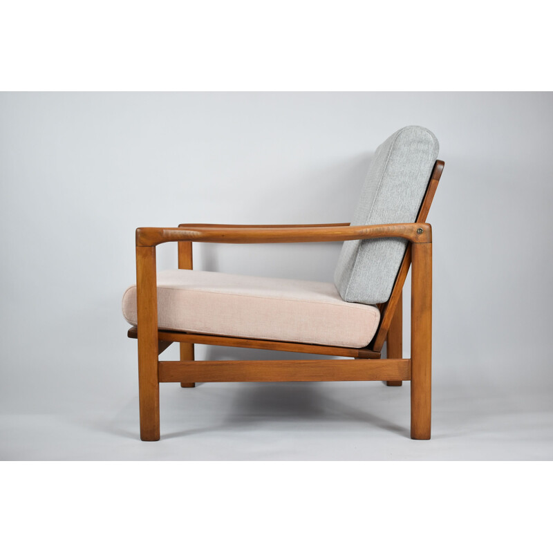 Vintage Sessel von z. Baczyk skandinavisch grau und rosa 1960