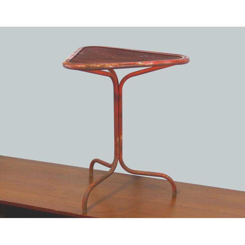 Mesa de pedestal industrial laranja Vintage