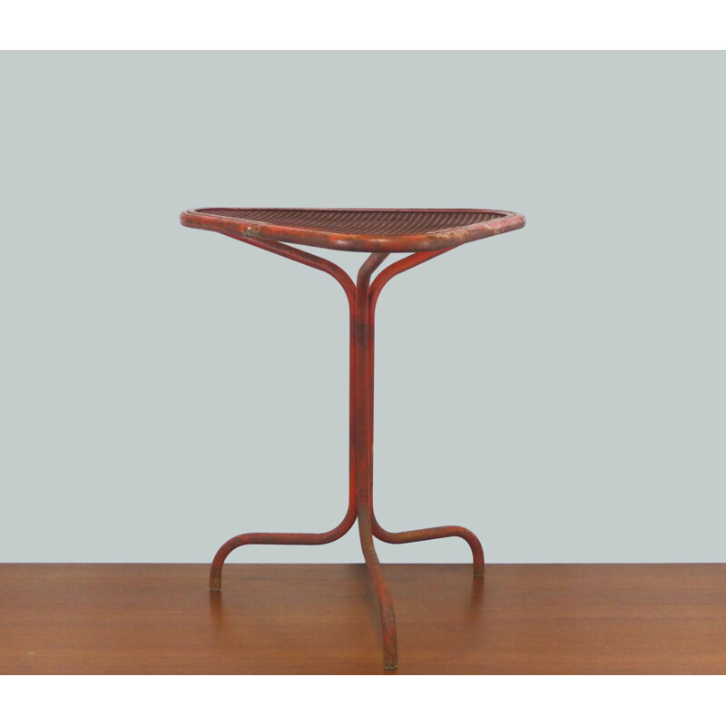 Mesa de pedestal industrial laranja Vintage