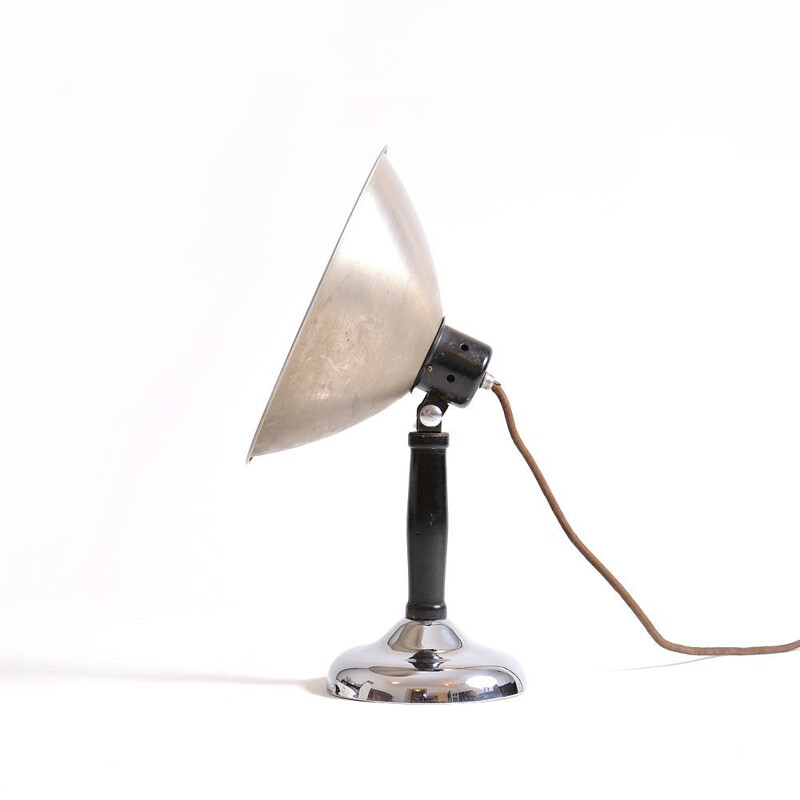 Vintage chrome steel table lamp, Czechoslovakia 1930