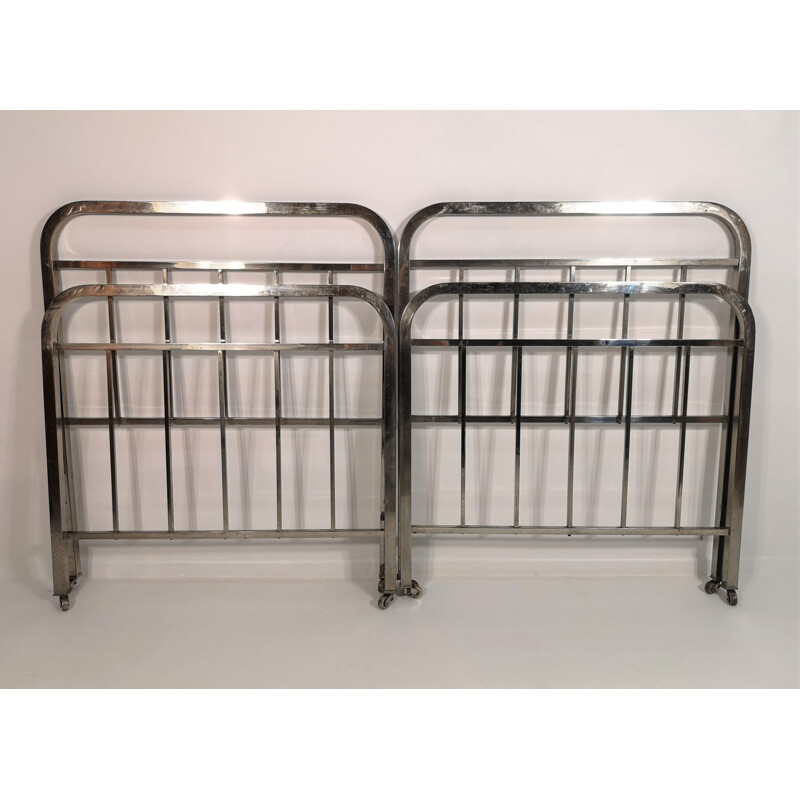 Pair of vintage Chrome Beds Art Deco 1940s