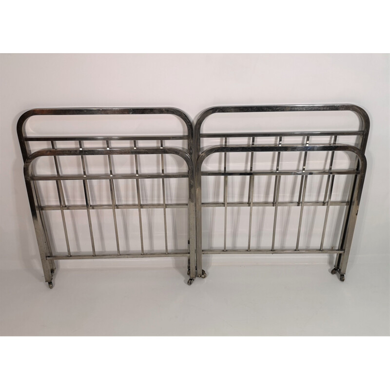 Pair of vintage Chrome Beds Art Deco 1940s